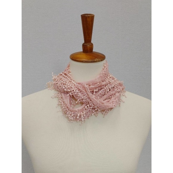 Lacey Pink Fringe Coldwater Creek Scarf 7.5 x 54 Versatile - Picture 2 of 4